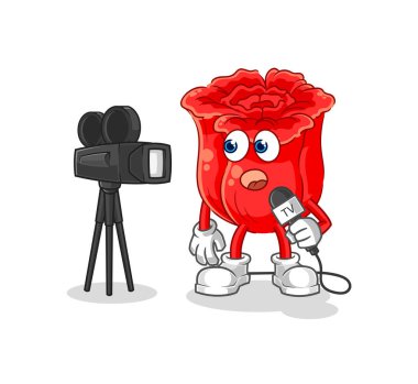 the rose tv reporter cartoon. cartoon mascot vecto