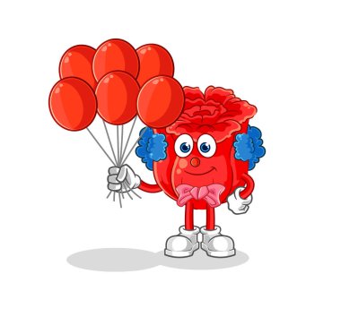 the rose clown with balloons vector. cartoon characte