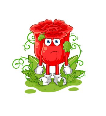 the rose waiting too long mascot. cartoon vecto