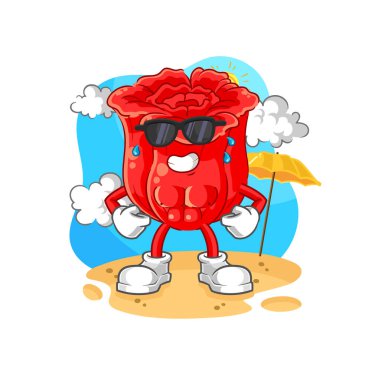 the rose sunbathing in summer. character vecto