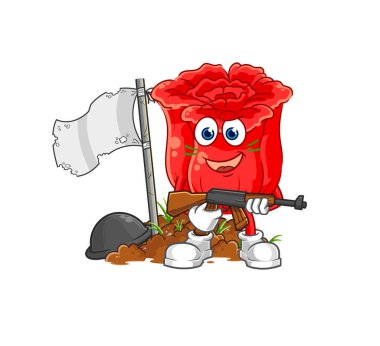 the rose army character. cartoon mascot vecto