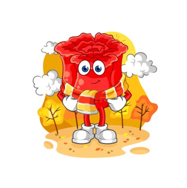 the rose in the autumn. cartoon mascot vecto