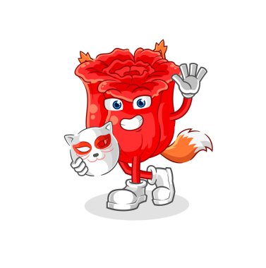 the rose japanese fox character. cartoon masco