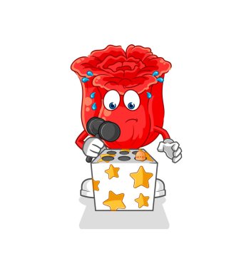 the rose play whack a mole mascot. cartoon vecto