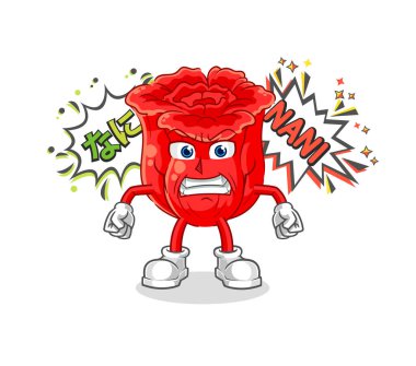 the rose anime angry vector. cartoon characte