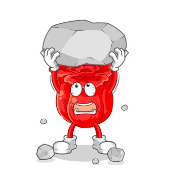 the rose lifting rock cartoon character vecto