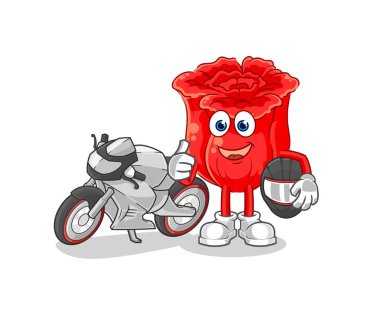 the rose racer character. cartoon mascot vecto