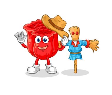 the rose with scarecrows cartoon character vecto