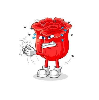 the rose swat fly character. cartoon mascot vecto