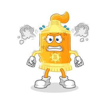 the sunscreen very angry mascot. cartoon vecto