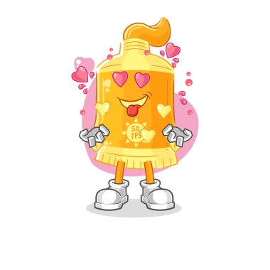 the sunscreen fallin love vector. cartoon characte