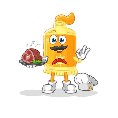 the sunscreen chef with meat mascot. cartoon vecto