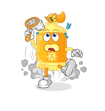 the sunscreen catch butterfly illustration. character vecto