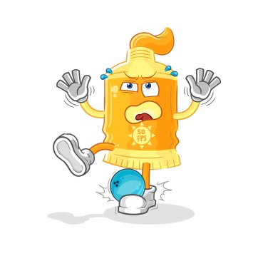 the sunscreen hiten by bowling cartoon. cartoon mascot vecto