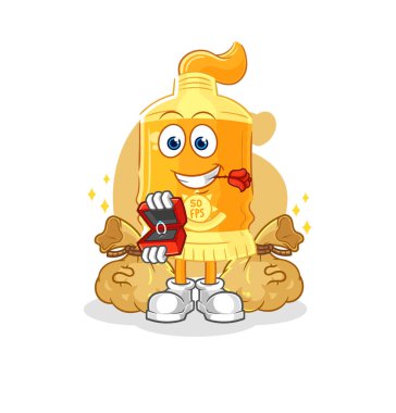 the sunscreen propose with ring. cartoon mascot vecto