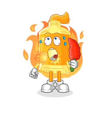the sunscreen eat hot chilie mascot. cartoon vecto