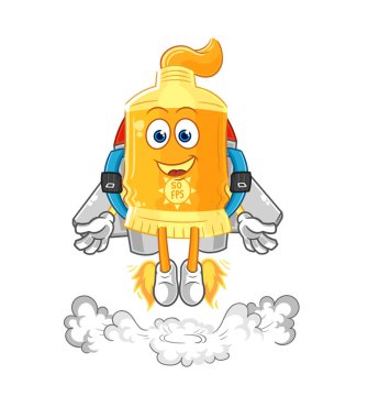 the sunscreen with jetpack mascot. cartoon vecto