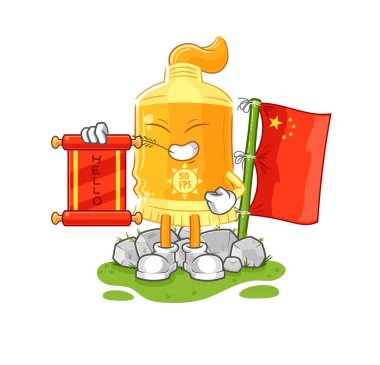 the sunscreen chinese cartoon. cartoon mascot vecto