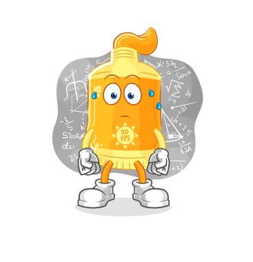 the sunscreen thinking hard vector. cartoon characte