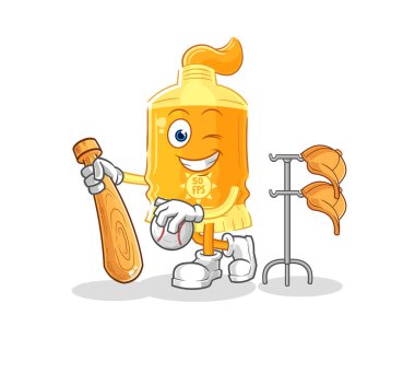 the sunscreen playing baseball mascot. cartoon vecto