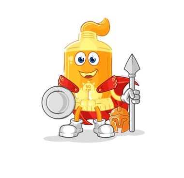 the sunscreen spartan character. cartoon mascot vecto