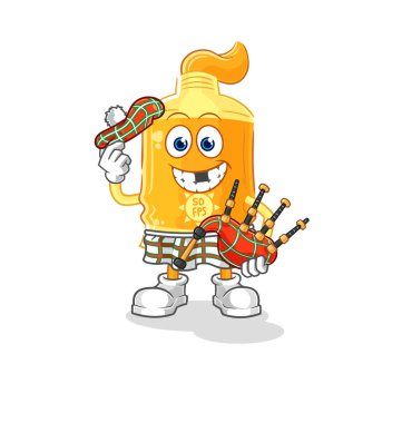 the sunscreen scottish with bagpipes vector. cartoon characte