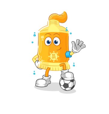 the sunscreen playing soccer illustration. character vecto