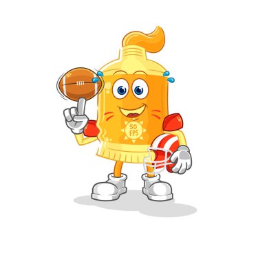 the sunscreen playing rugby character. cartoon mascot vecto