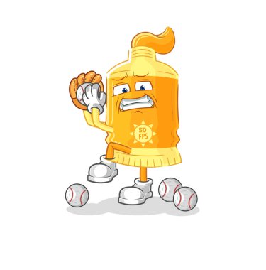 the sunscreen baseball pitcher cartoon. cartoon mascot vecto