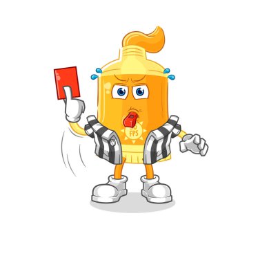 the sunscreen referee with red card illustration. character vecto