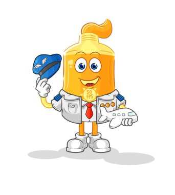 the sunscreen pilot mascot. cartoon vecto