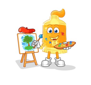 the sunscreen artist mascot. cartoon vecto