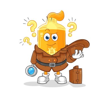 the sunscreen detective vector. cartoon characte