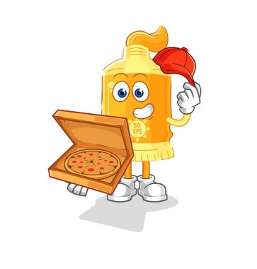 the sunscreen pizza delivery boy vector. cartoon characte