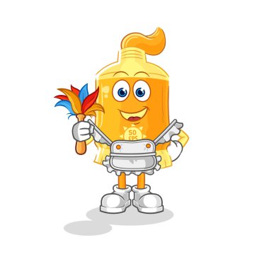 the sunscreen maid mascot. cartoon vecto