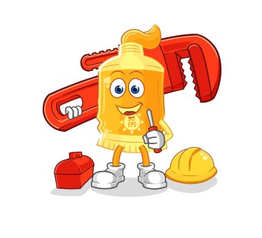 the sunscreen plumber cartoon. cartoon mascot vecto