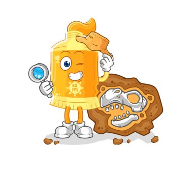 the sunscreen archaeologists with fossils mascot. cartoon vecto