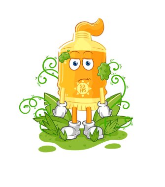 the sunscreen waiting too long mascot. cartoon vecto