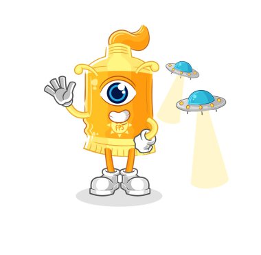 the sunscreen alien cartoon mascot vecto