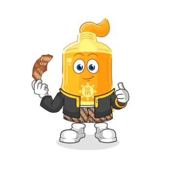 the sunscreen Javanese character. cartoon mascot vecto