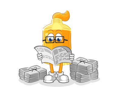 the sunscreen read newspaper cartoon. character vecto