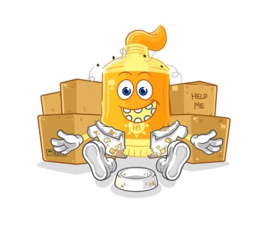 the sunscreen homeless character. cartoon mascot vecto