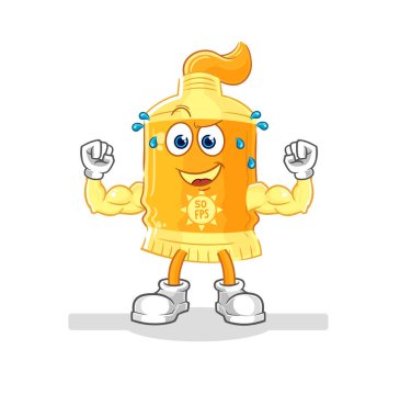 the sunscreen muscular cartoon. cartoon mascot vecto