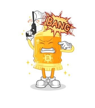 the sunscreen warning shot mascot. cartoon vecto