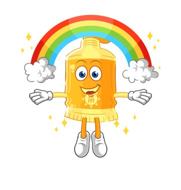the sunscreen with a rainbow. cartoon vecto