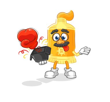 the sunscreen prank glove in the box. cartoon masco