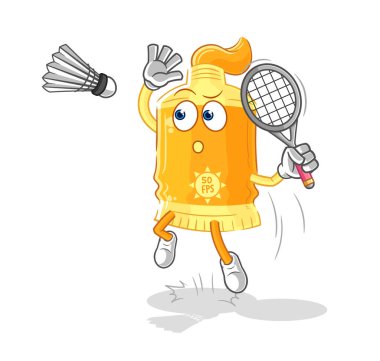 the sunscreen smash at badminton cartoon. cartoon mascot vecto