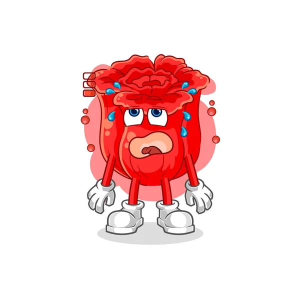 Rose Low Battery Mascot Cartoon Vecto — Stockvektor