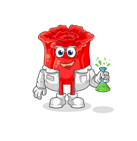 Rose Scientist Character Cartoon Mascot Vecto — Stock Vector