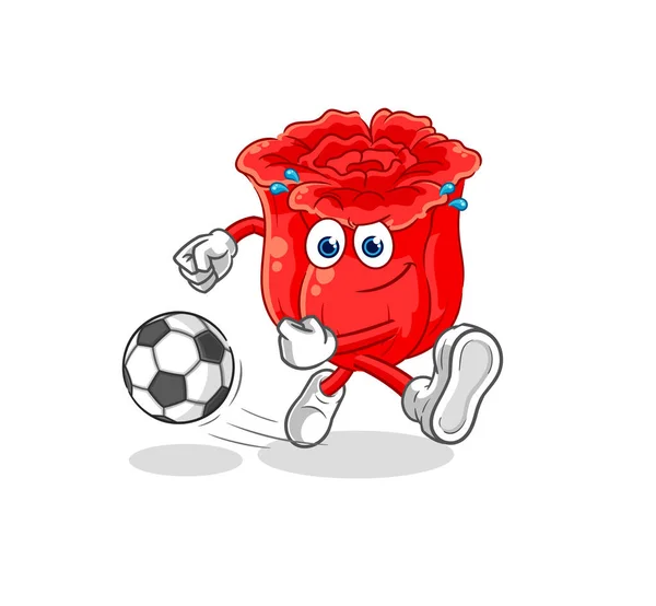 Rose Kicking Ball Cartoon Cartoon Mascot Vecto — Stockvector